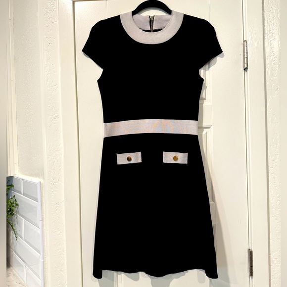 Alaska Mini Fit and Flare Dress Black and White Medium - Picture 1 of 7